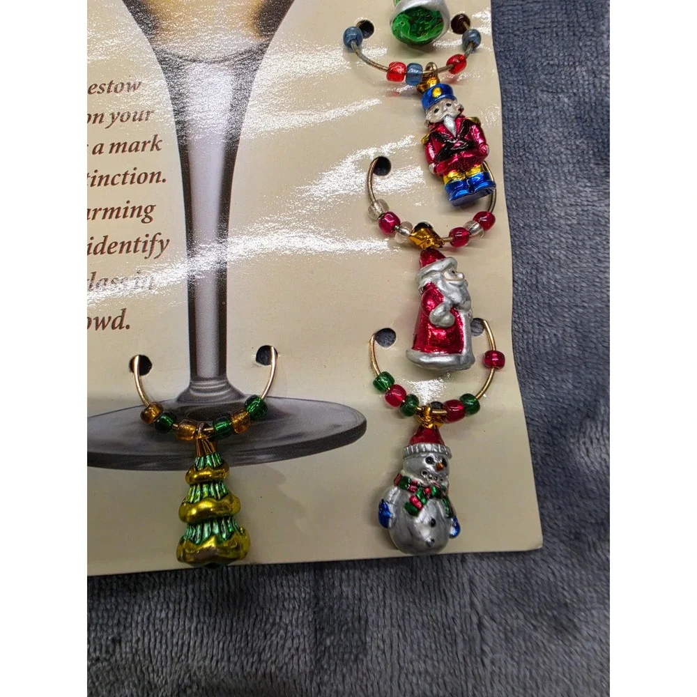 Boston Warehouse Christmas Wine Glass Markers Charms Set of 6 Santa Nutcracker